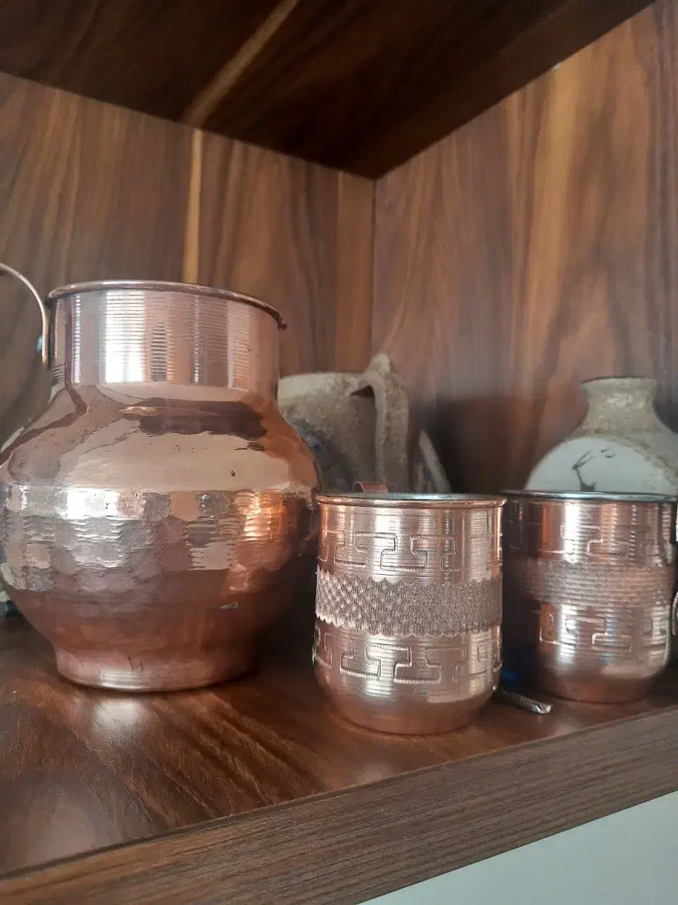 پارچ ولیوان مسی|ظروف سرو و پذیرایی|شاهدشهر, |دیوار