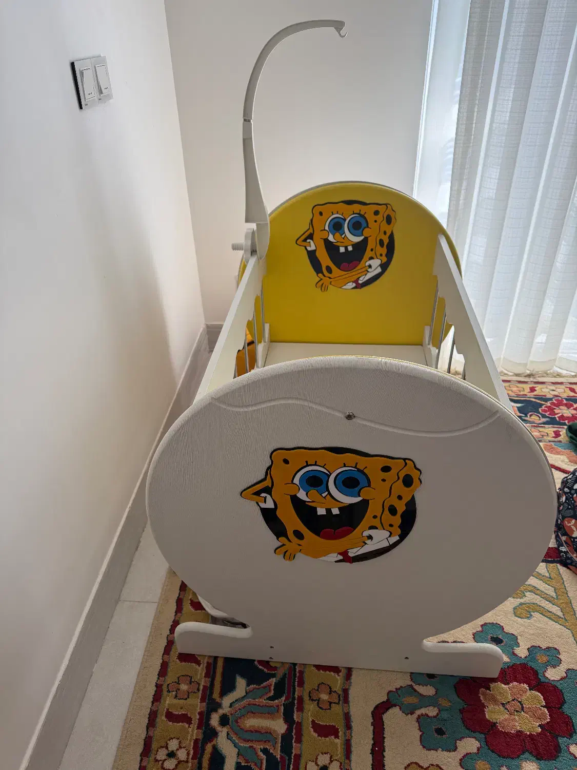 فروش گهواره تمام ام دی اف با طرح باب اسفنجی|اسباب و اثاث بچه|داراب, |دیوار