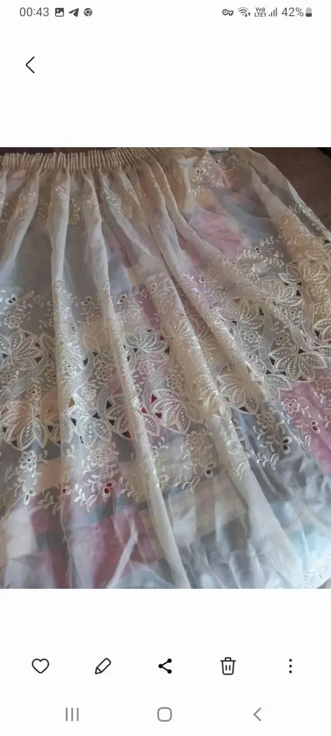 پرده حریر  خامه دوزی شده|پرده، رانر، رومیزی|تهران, امانیه|دیوار