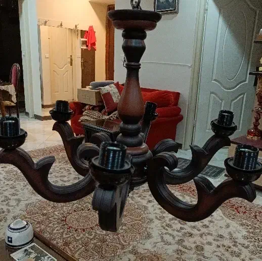 یک جفت لوستر ۶شاخه  چوبی|لوستر و چراغ آویز|تهران, خواجه نظام الملک|دیوار