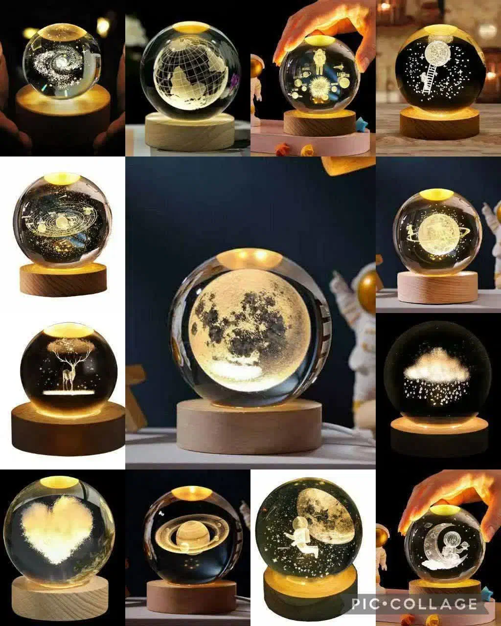 گوی کریستال پایه چوب|چراغ خواب و آباژور|خرم‌آباد, |دیوار