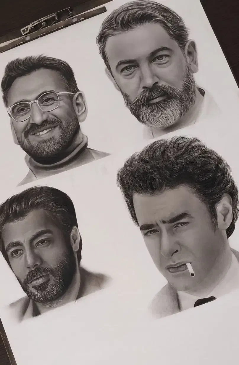 سفارش نقاشی چهره سیاهقلم|تابلو، نقاشی، عکس|کرمان, |دیوار