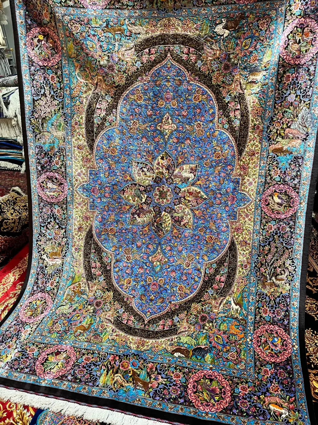 قالیچه نفیس ۸۰ رج تمام ابریشم قم ۳ متری|فرش|تهران, سیمای ایران|دیوار