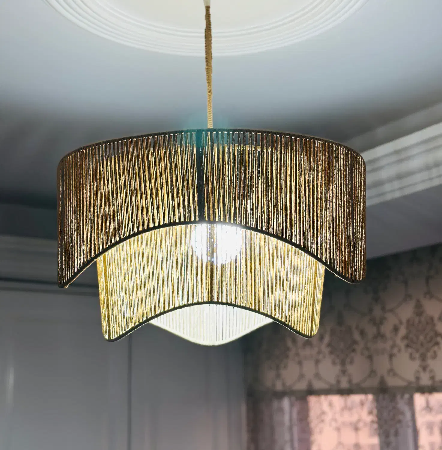 لوستر مکرومه رافیا|لوستر و چراغ آویز|تهران, سازمان آب|دیوار