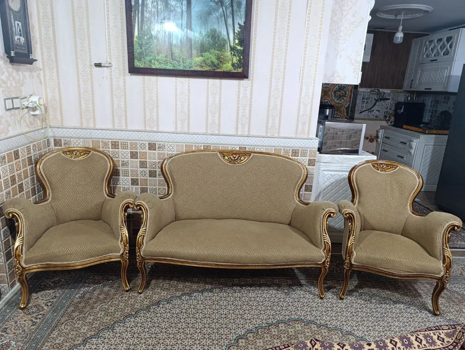 مبل نیم ست چوب گردو در حدنو|مبلمان خانگی و میز عسلی|خمام, |دیوار