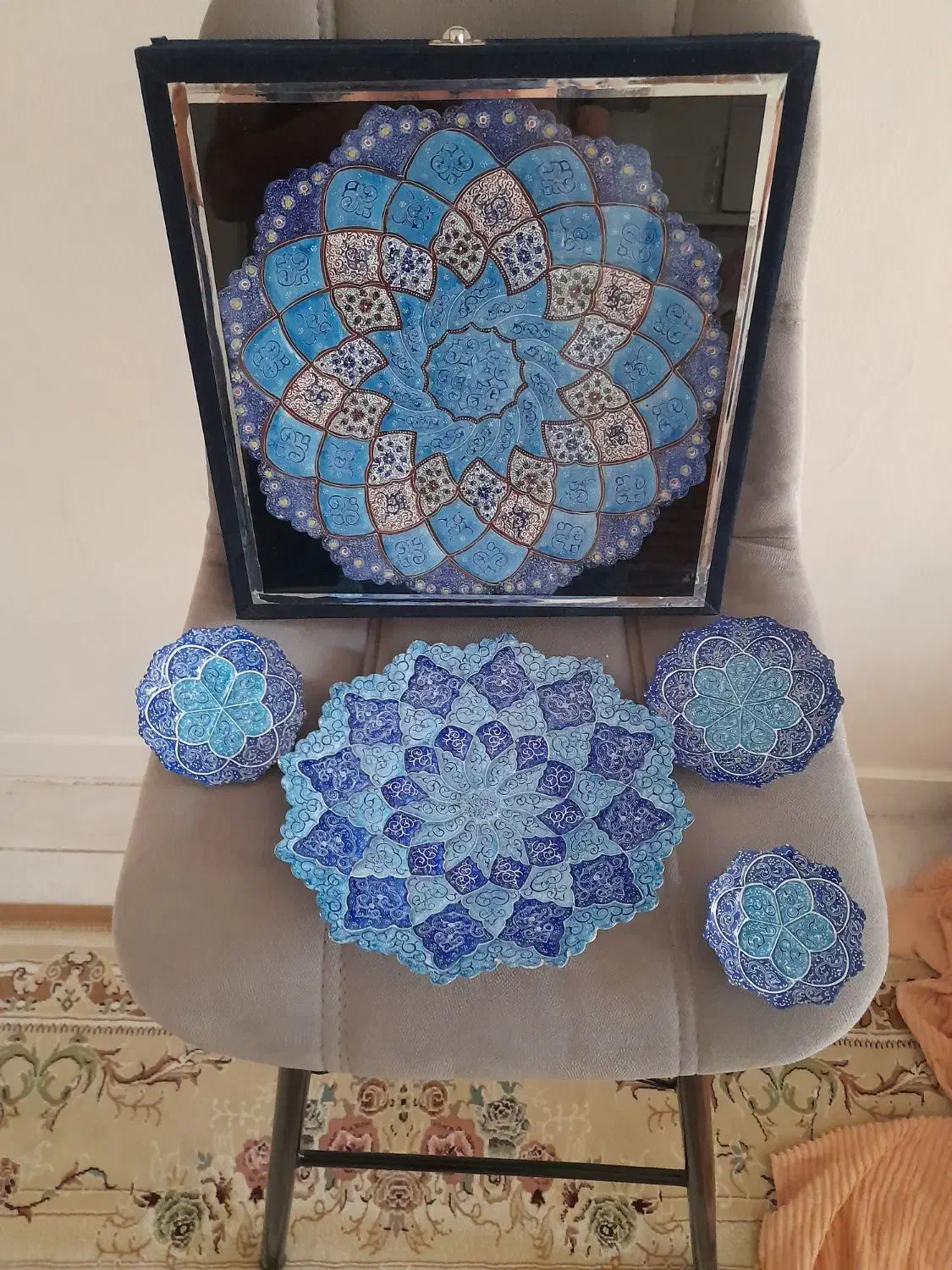 بشقاب مینا کاری اصفهان|صنایع دستی و سایر لوازم تزئینی|مشکین‌دشت, |دیوار