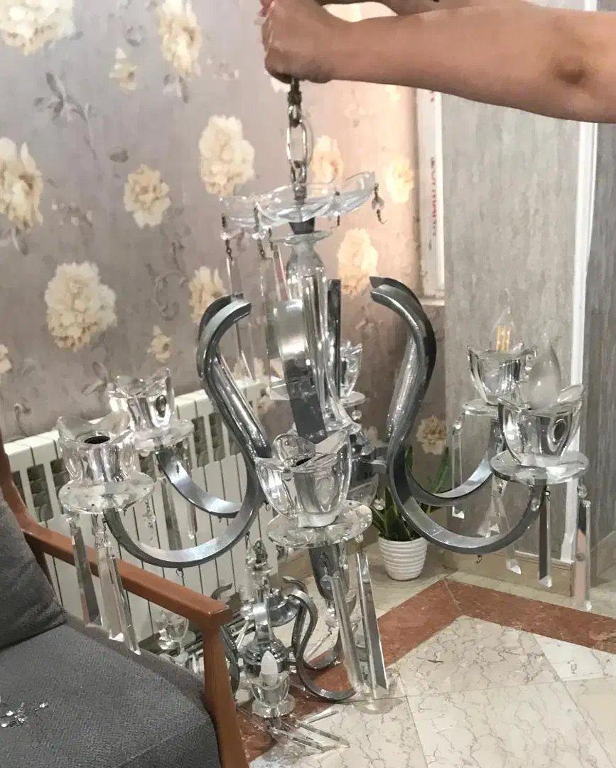 فروش دو عدد  لوستر  شیش شعله استیل|لوستر و چراغ آویز|تهران, شهر زیبا|دیوار
