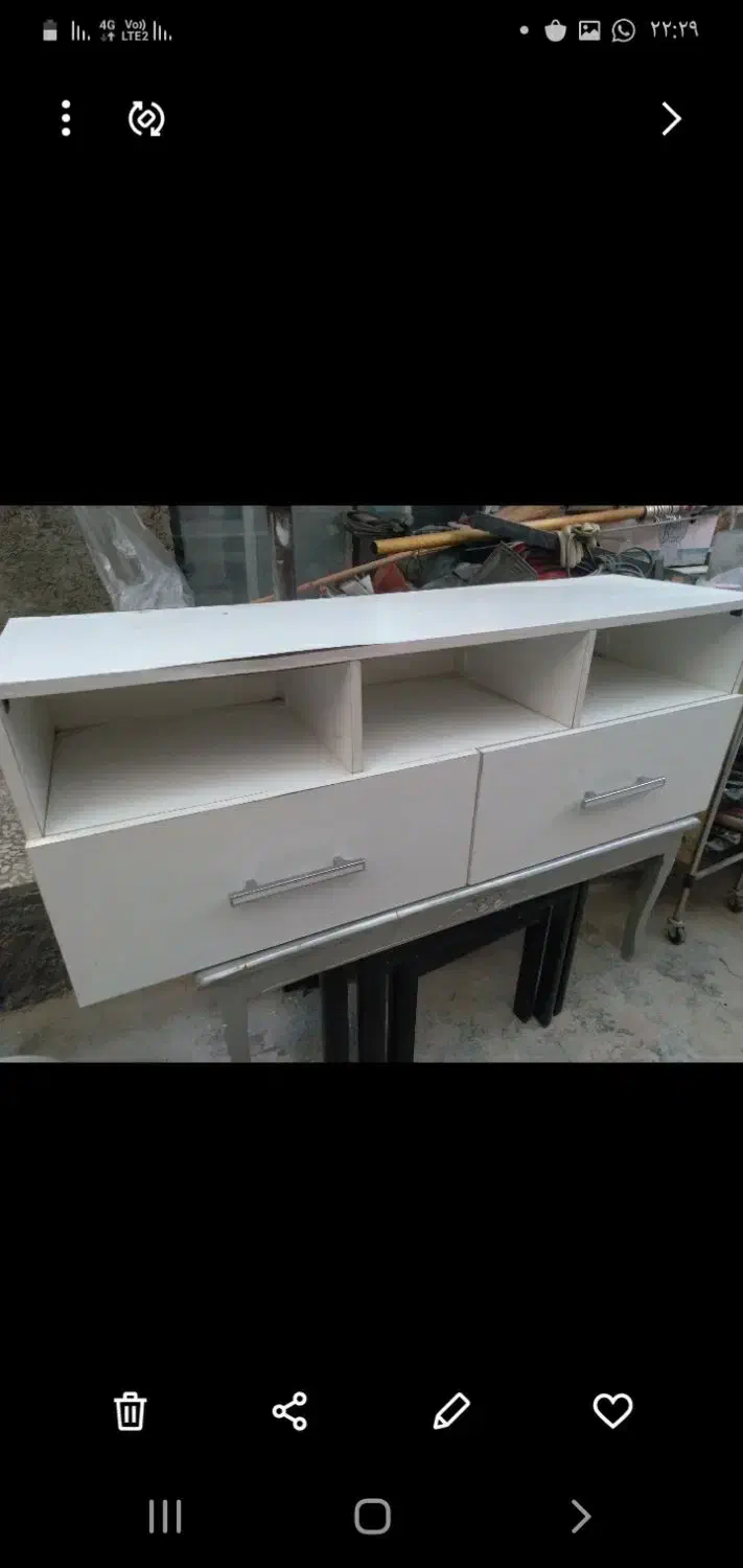 میز تلویزیون سفید دو کشو|میز تلویزیون|قائم‌شهر, |دیوار