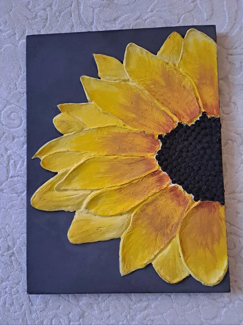 تابلوی رنگ روغن برجسته آفتابگردان|تابلو، نقاشی، عکس|تهران, سازمان برنامه جنوبی|دیوار