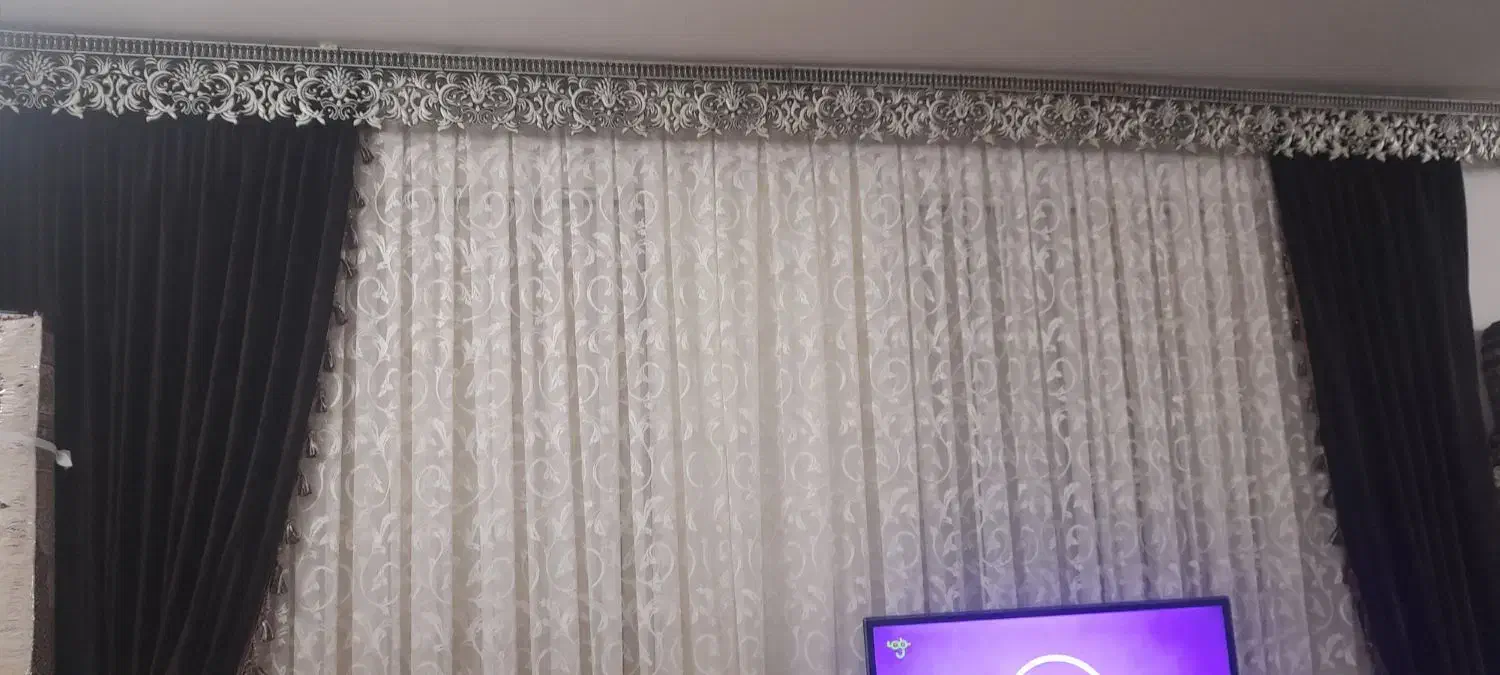 پرده توری با دو عدد والان|پرده، رانر، رومیزی|اردبیل, |دیوار