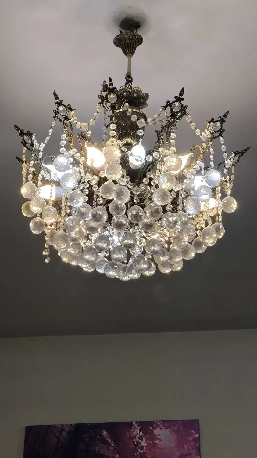 لوستر ۱۲شاخه کریستالی|لوستر و چراغ آویز|کرج, گلشهر|دیوار