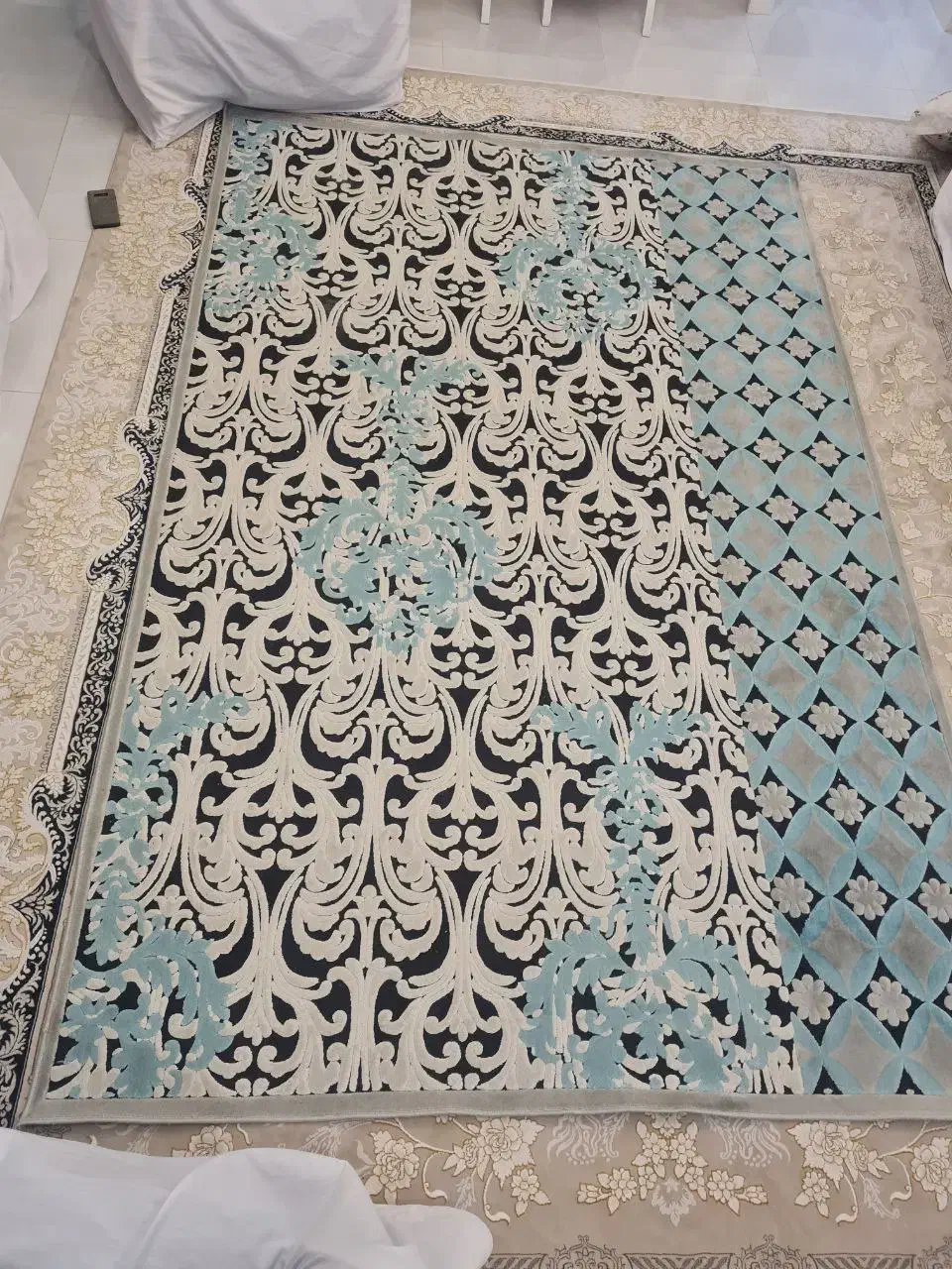 فرش فانتزی آبی رنگ|فرش|خرمدره, |دیوار