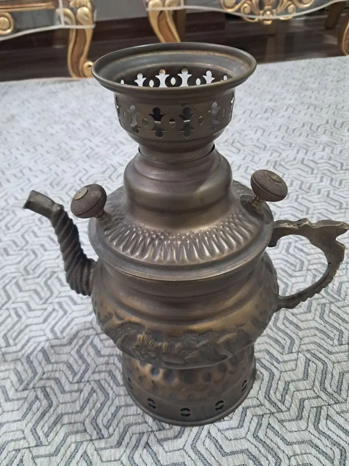 سماور زغالی قدیمی ورق سنگین|کلکسیون اشیاء عتیقه|تاکستان, |دیوار