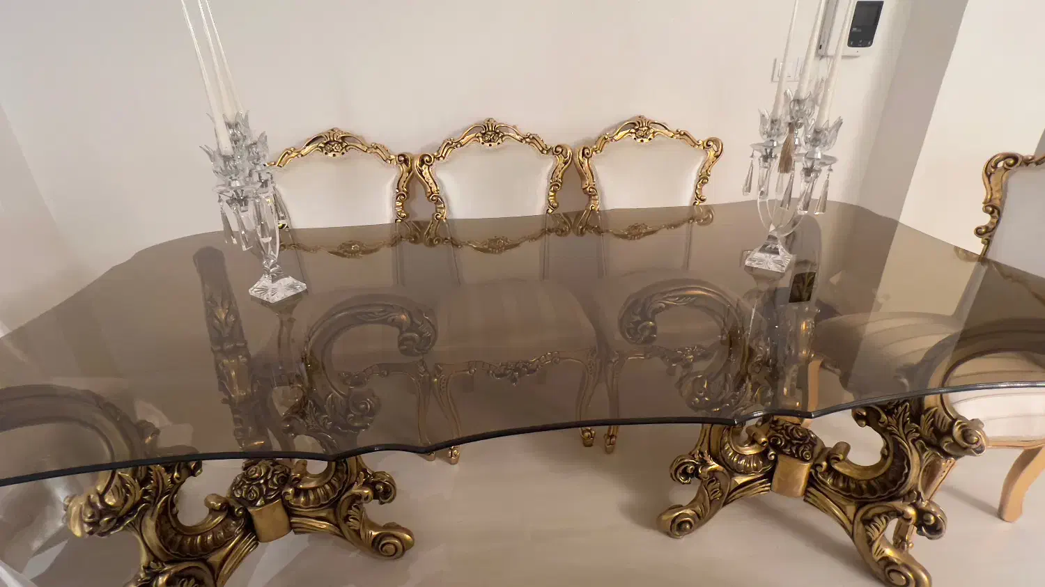 میز ناهارخوری ۸ نفره طلایی|میز و صندلی غذاخوری|قزوین, |دیوار