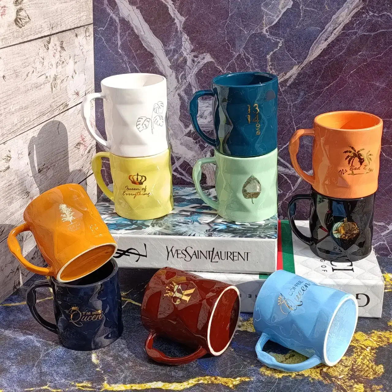 ماگ کادویی طلا کوب لیوان تک جعبه رنگی ماگ دمنوش|ظروف سرو و پذیرایی|کرمانشاه, |دیوار