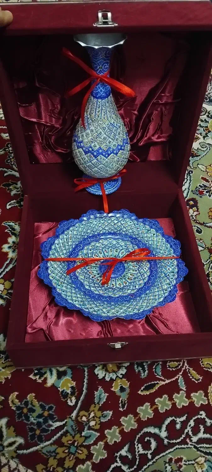 ست دیس و کوزه مینا کاری مدل اسلیمی نو با جعبه|صنایع دستی و سایر لوازم تزئینی|مشهد, رضاشهر|دیوار