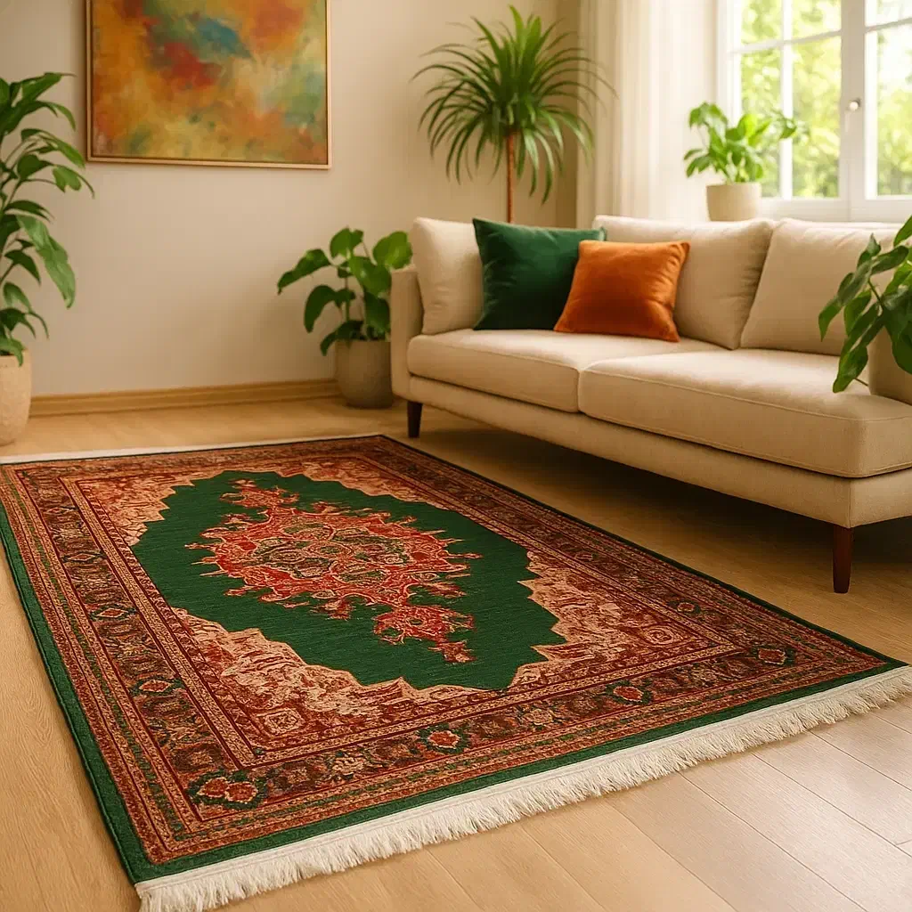 فرش ماشینی کاشان طرح اصیل سبز ۱/۵و۴و۶و۹ متری|فرش|تهران, بازار|دیوار