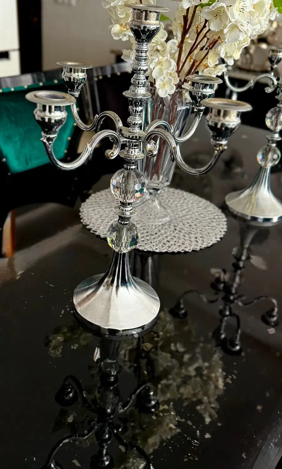 یک جفت شمعدان ۵شاخه فلزی|صنایع دستی و سایر لوازم تزئینی|الیگودرز, |دیوار