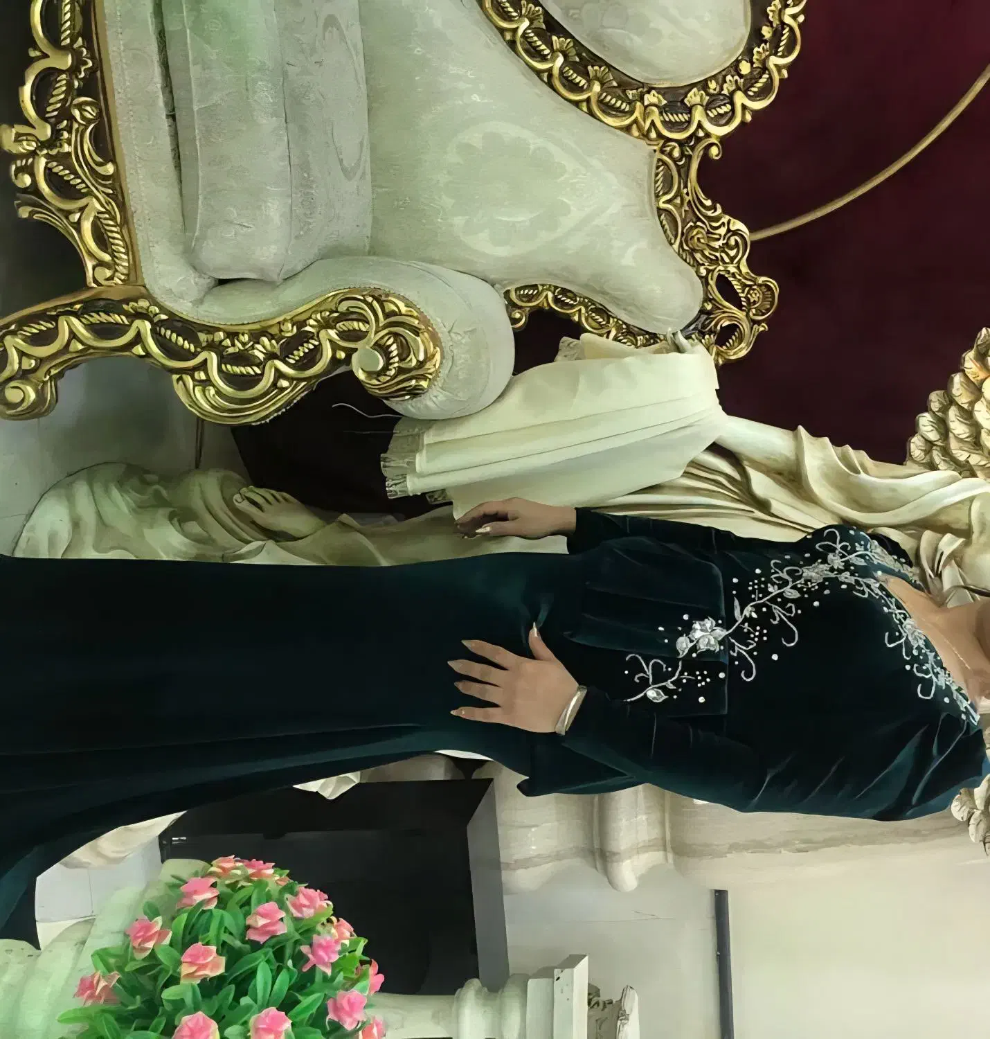 لباس مجلسی مخمل سبز زمردی|لباس|رباطکریم, رباطکریم|دیوار