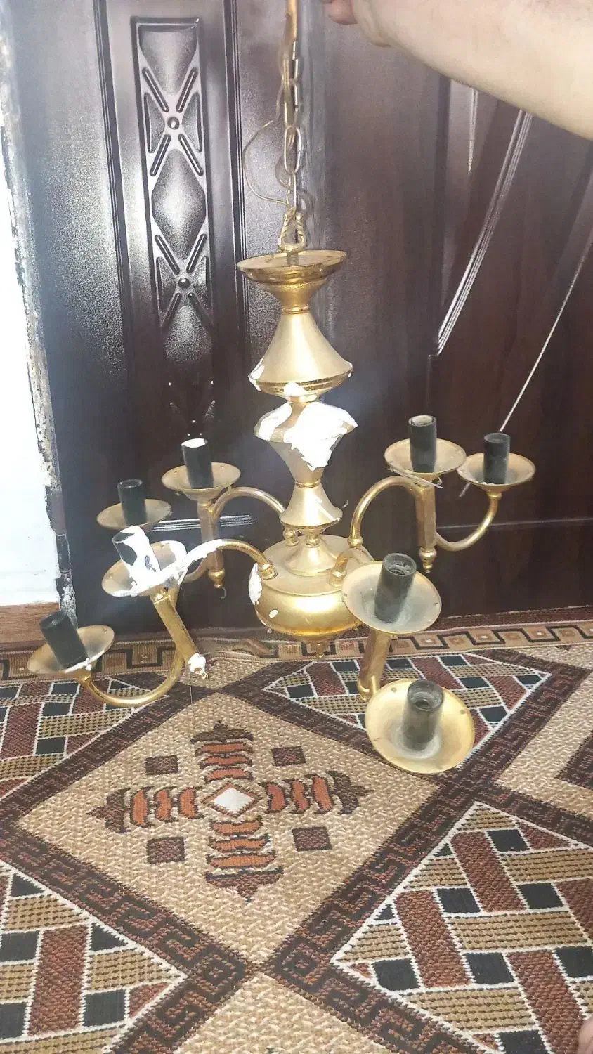 لوستر برنز سه تا چهارشاخه یدونه یک سه شاخه|لوستر و چراغ آویز|اردبیل, |دیوار