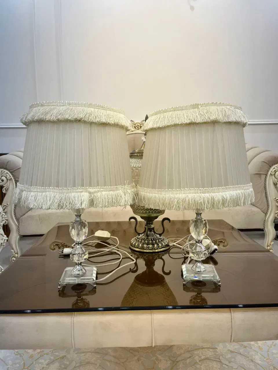 آباژور پایه کریستالی|چراغ خواب و آباژور|قم, باجک دو|دیوار