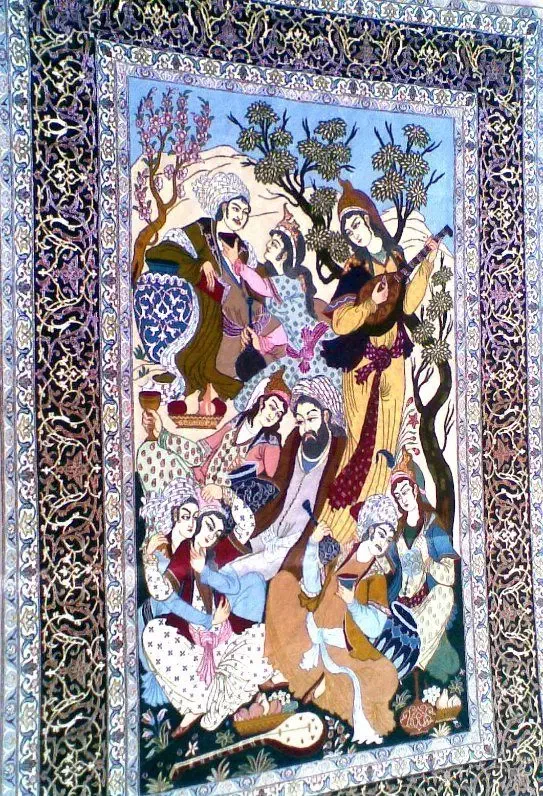 فرش دستباف ابریشم|فرش|اصفهان, باغ فردوس|دیوار