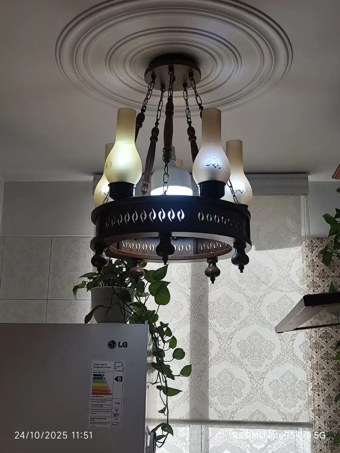 لوستر 5شاخ چوبی|لوستر و چراغ آویز|تهران, خلیج فارس|دیوار