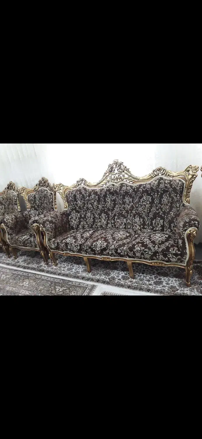 مبل سلطنتی ۷نفره با میز و ۲تا عسلی|مبلمان خانگی و میز عسلی|دهگلان, |دیوار