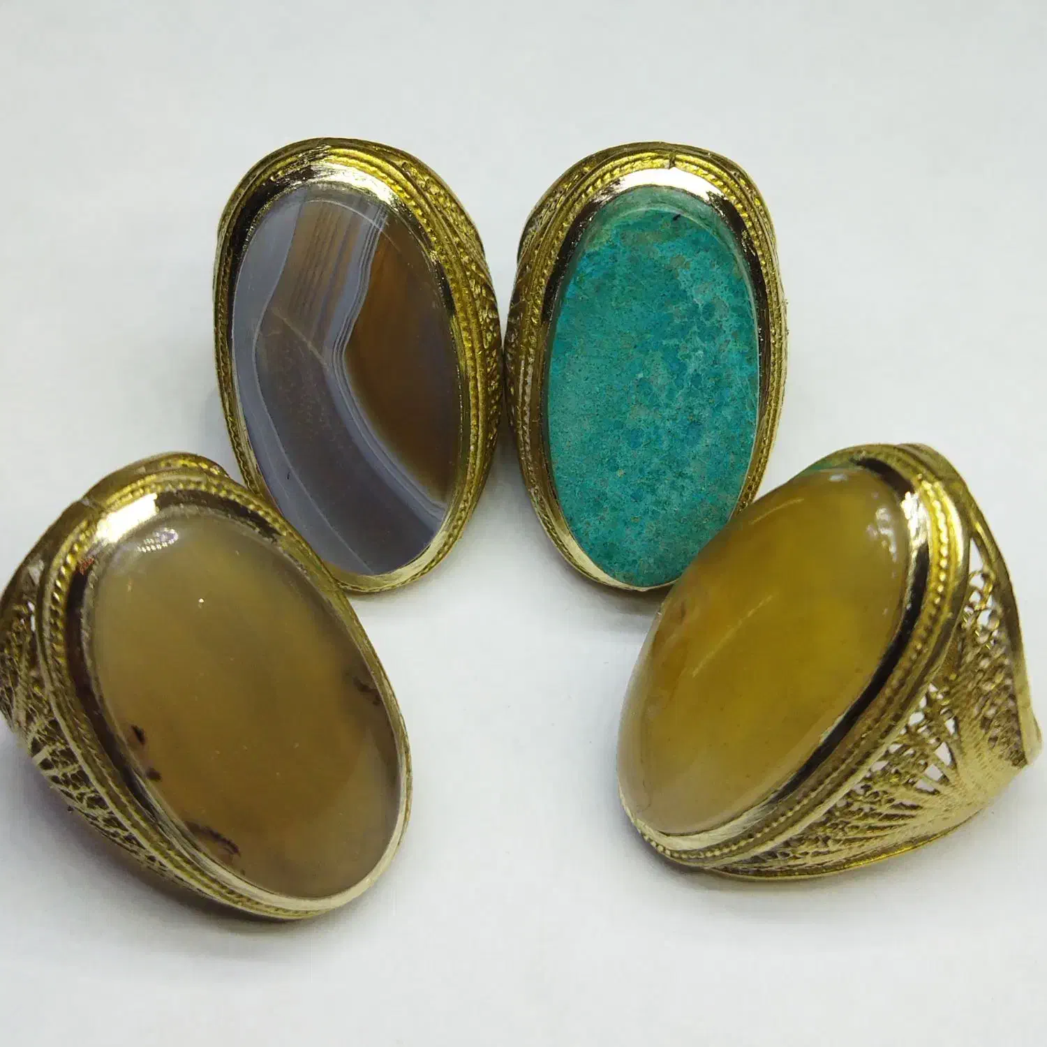 انگشتر برنجی نگین عقیق اصل معدنی|بدلیجات|شیراز, شهرک سعدی|دیوار