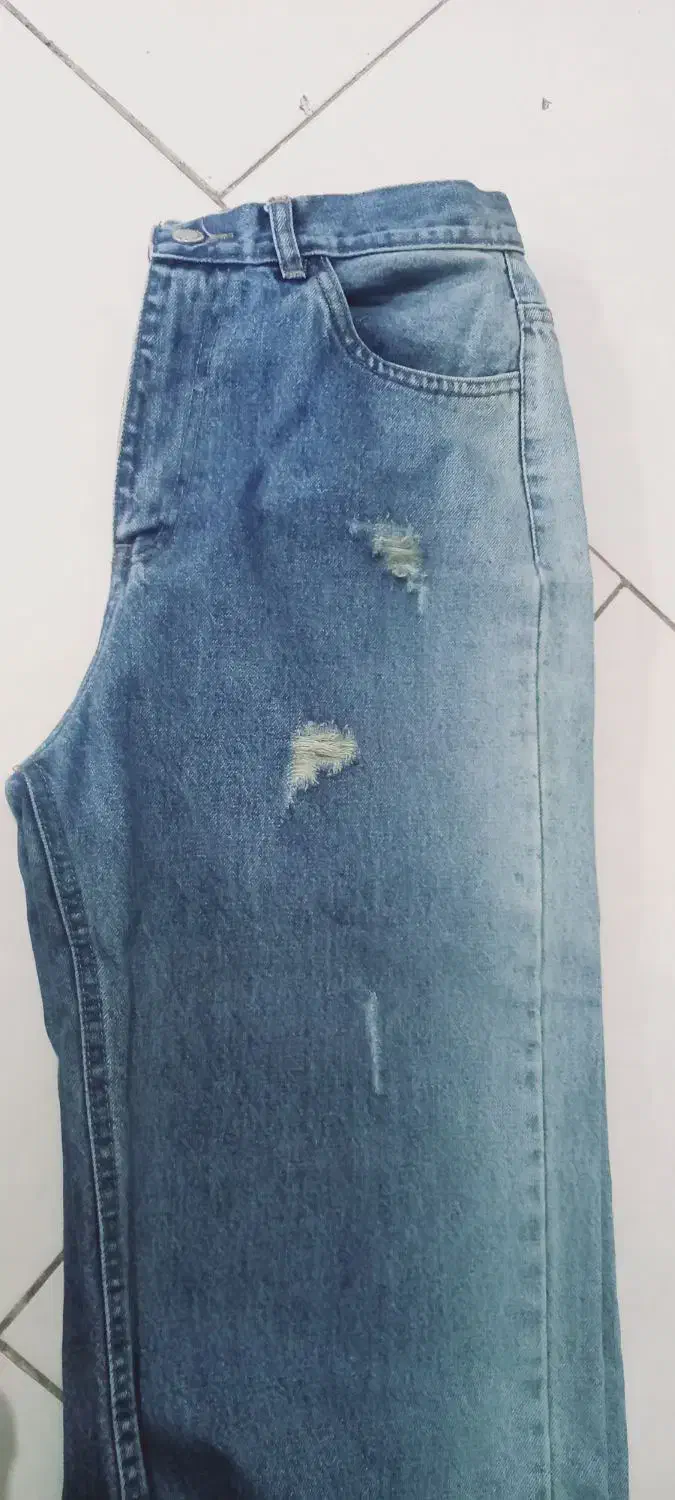 شلوار جین واید لگ دم پا ریش رنگ جذاب تینتی|لباس|گناباد, |دیوار