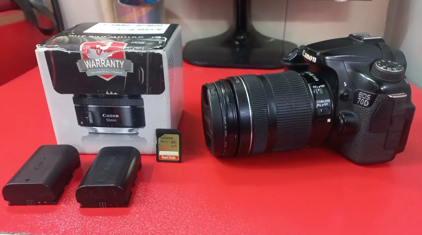 دوربین کانن70Dبالنز135-18 میلی مترو لنز50mm f/1.8|دوربین عکاسی و فیلم‌برداری|تهران, ائمه اطهار|دیوار