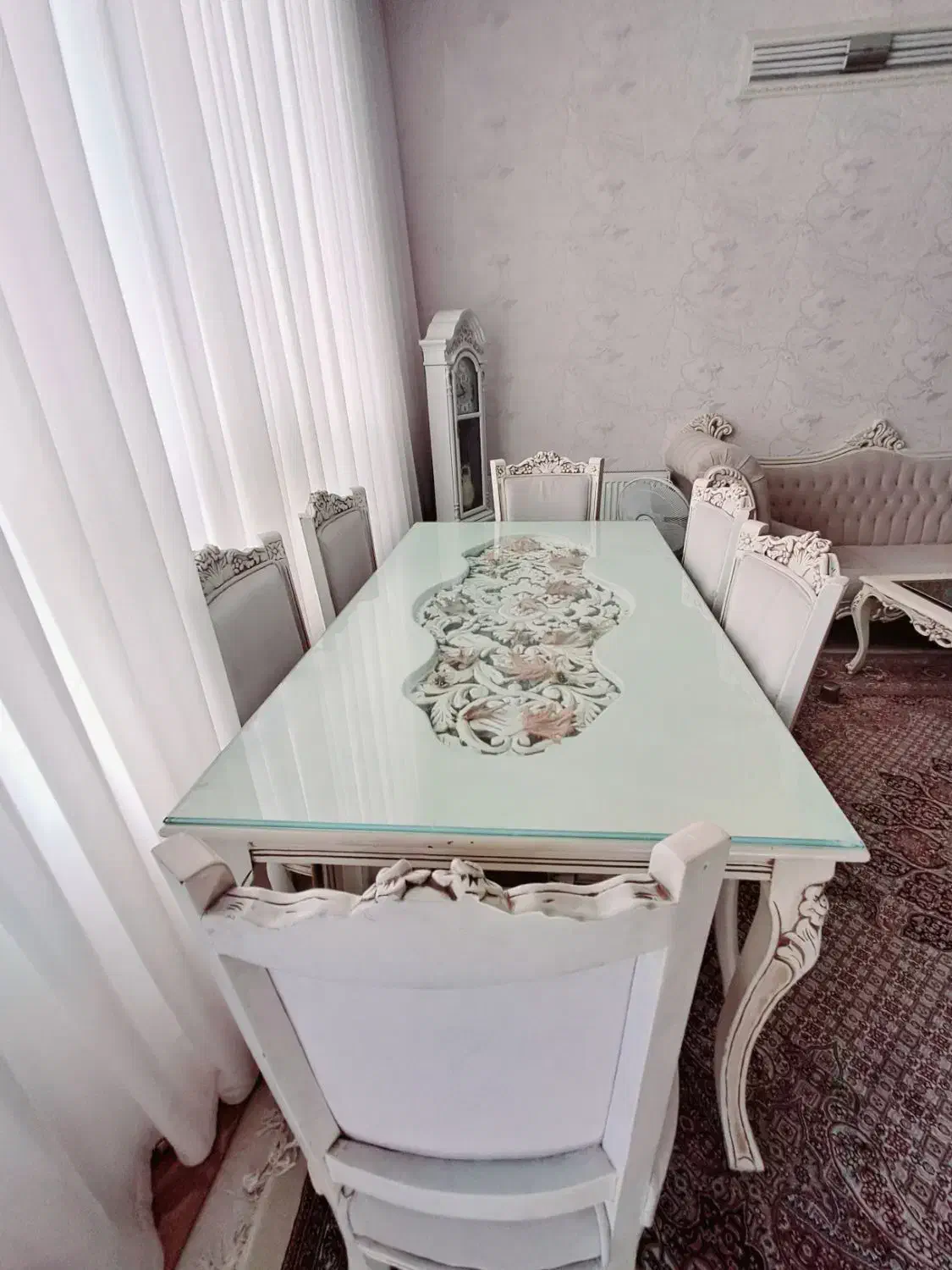 میز نهارخوری۶ نفره چوبی منبت کاری|میز و صندلی غذاخوری|مشهد, الهیه|دیوار