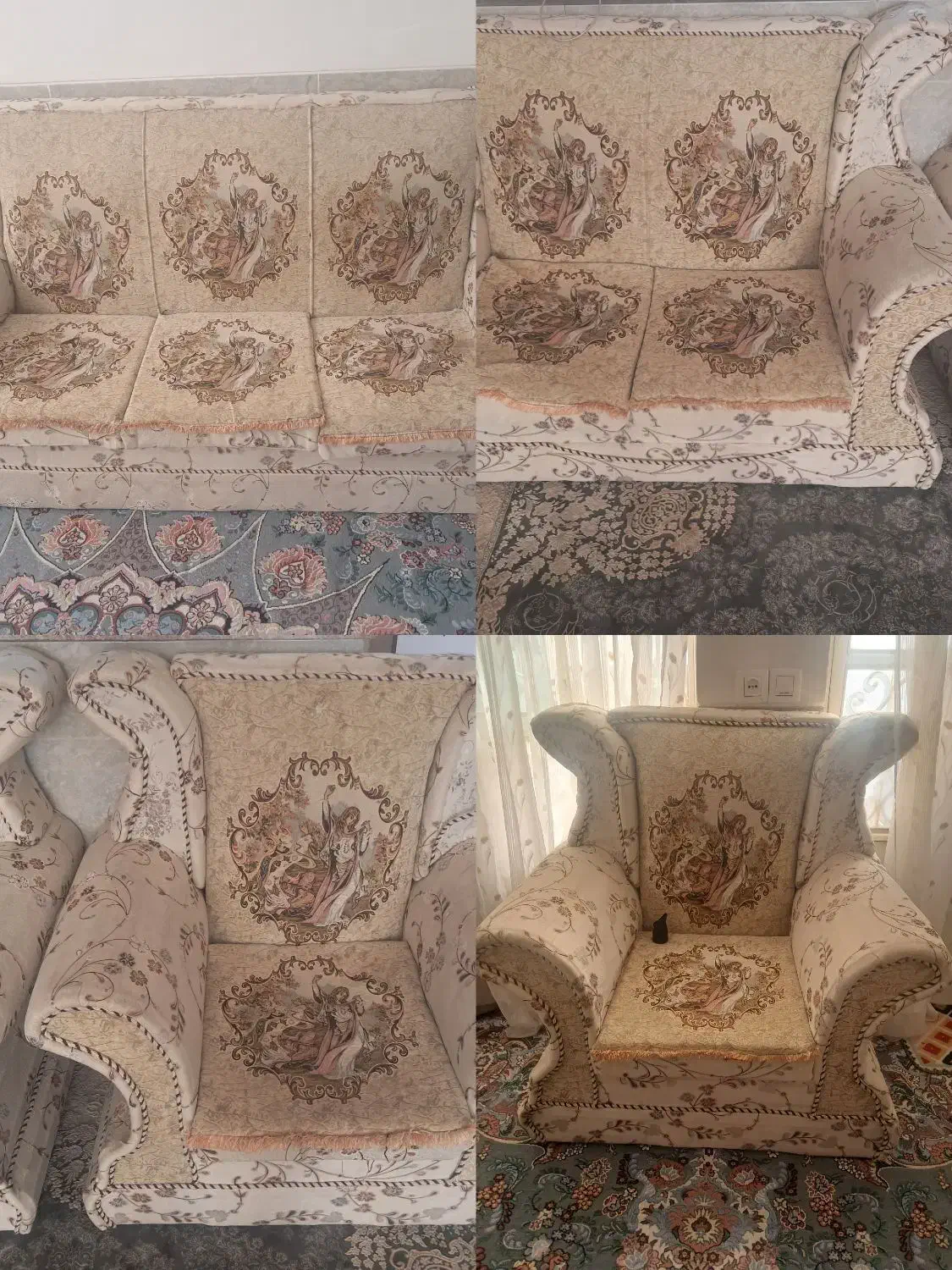 مدل قدیمی اصل با چوب گردو|مبلمان خانگی و میز عسلی|بافت, |دیوار