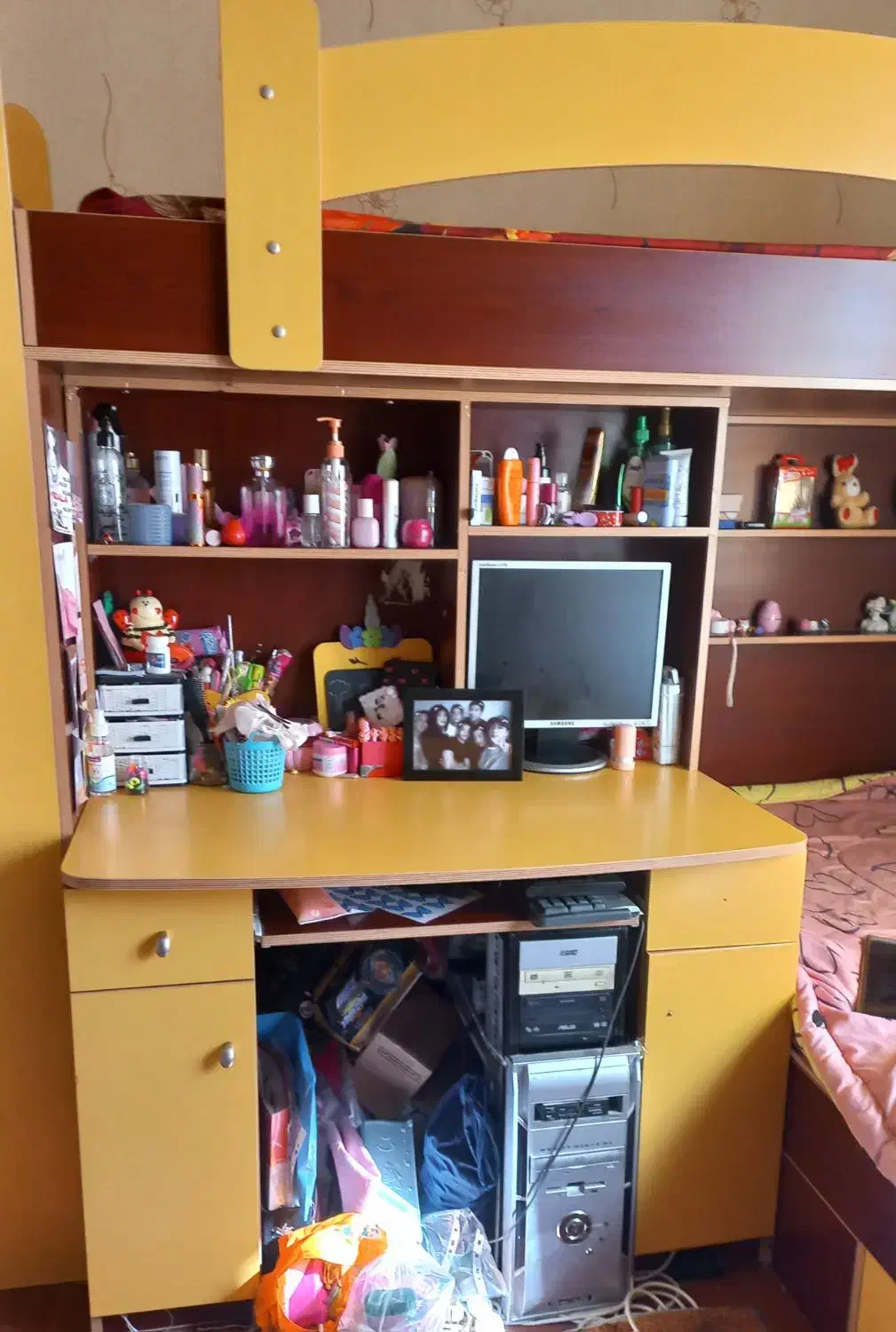 تخت دو طبقه چوب ام دی اف ترک سایز بزرگ|تخت و سرویس خواب|پرند, فاز ۵|دیوار