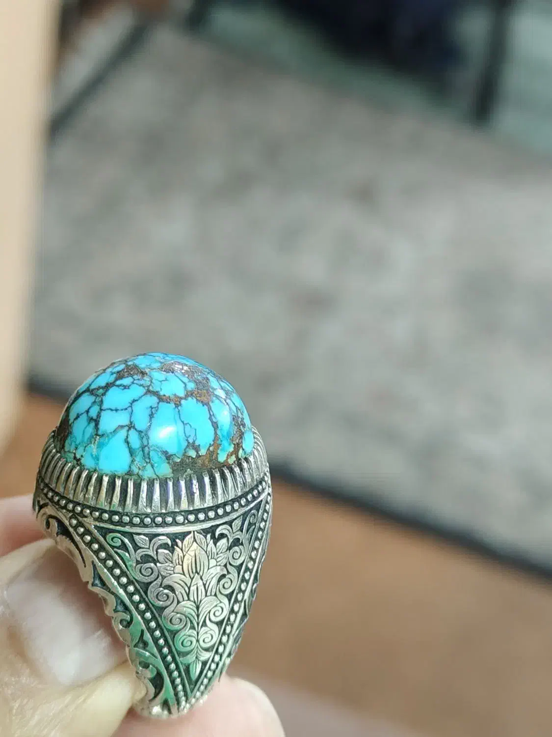 انگشتر فیروزه نیشابور دستساز خاص تک|جواهرات|تهران, هلال احمر|دیوار