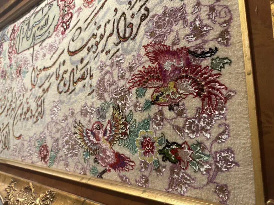 تابلو فرش دستبافت گل ابریشم تبریز|تابلو فرش|نوشهر, |دیوار
