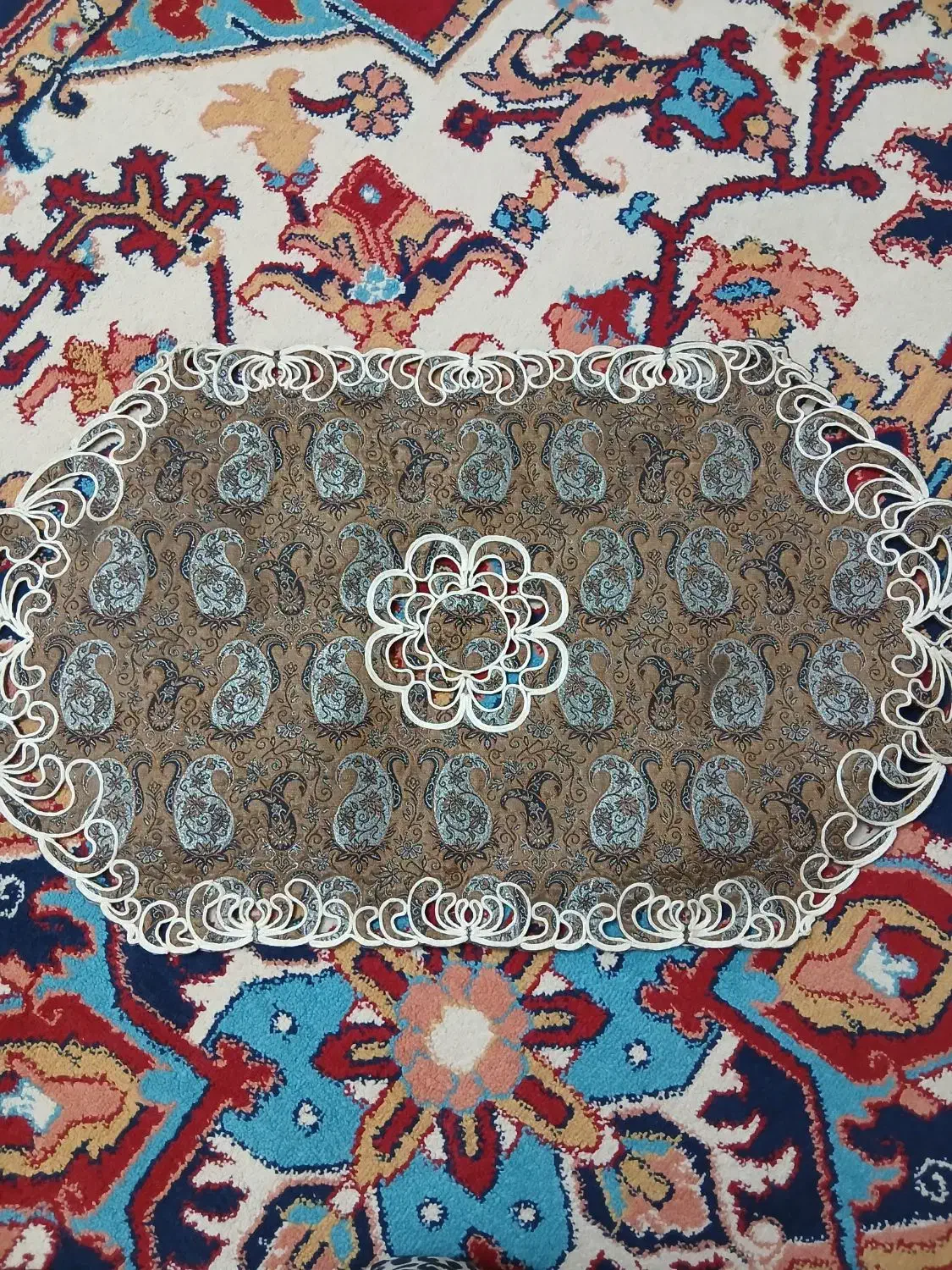 رومیزی ترمه طرح بوته جغه نونونو|پرده، رانر، رومیزی|تهران, سلسبیل شمالی|دیوار