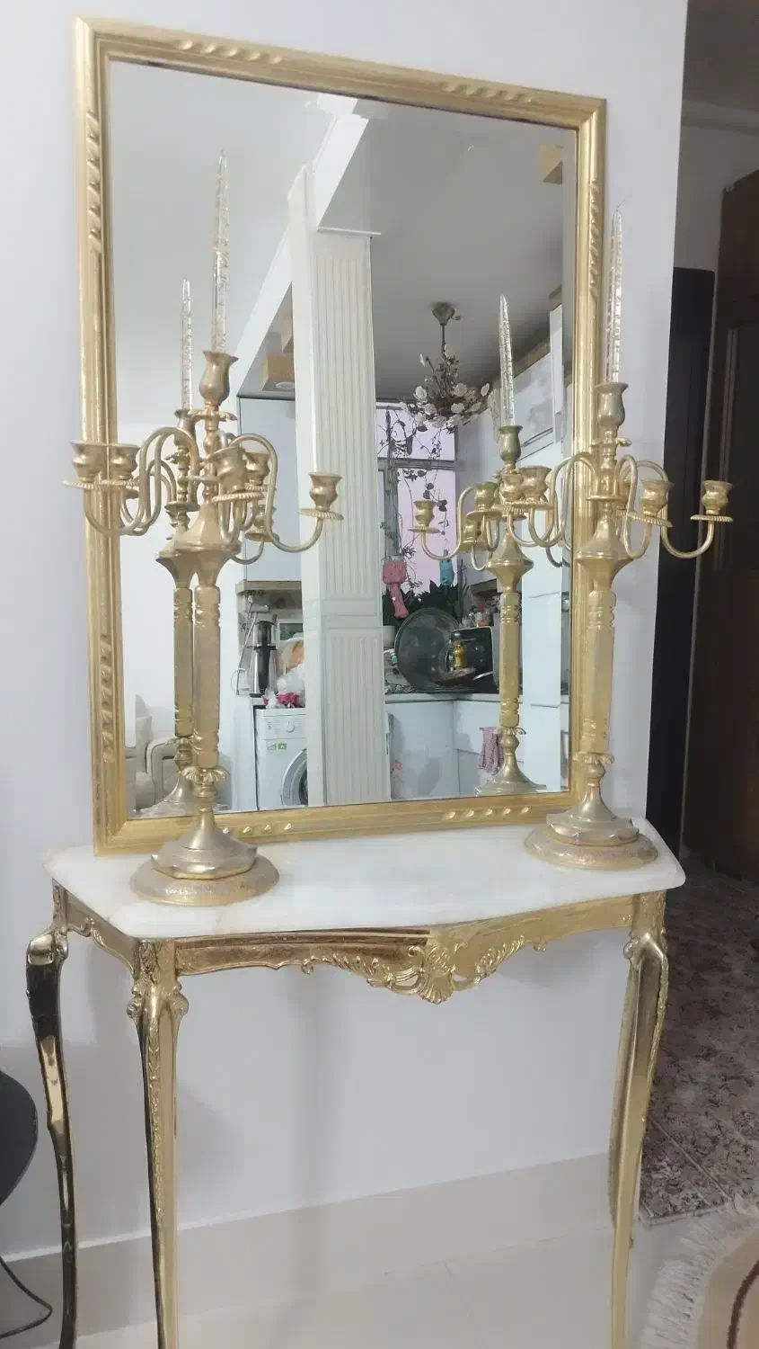 آیینه شمعدان برنجی|بوفه، ویترین، کنسول|مشهد, الهیه|دیوار