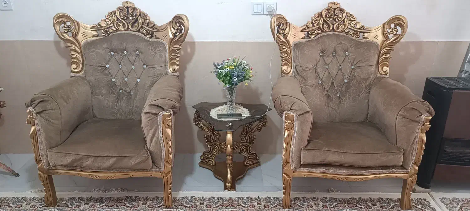 مبل سلطنتی نه نفره|مبلمان خانگی و میز عسلی|بروجرد, |دیوار