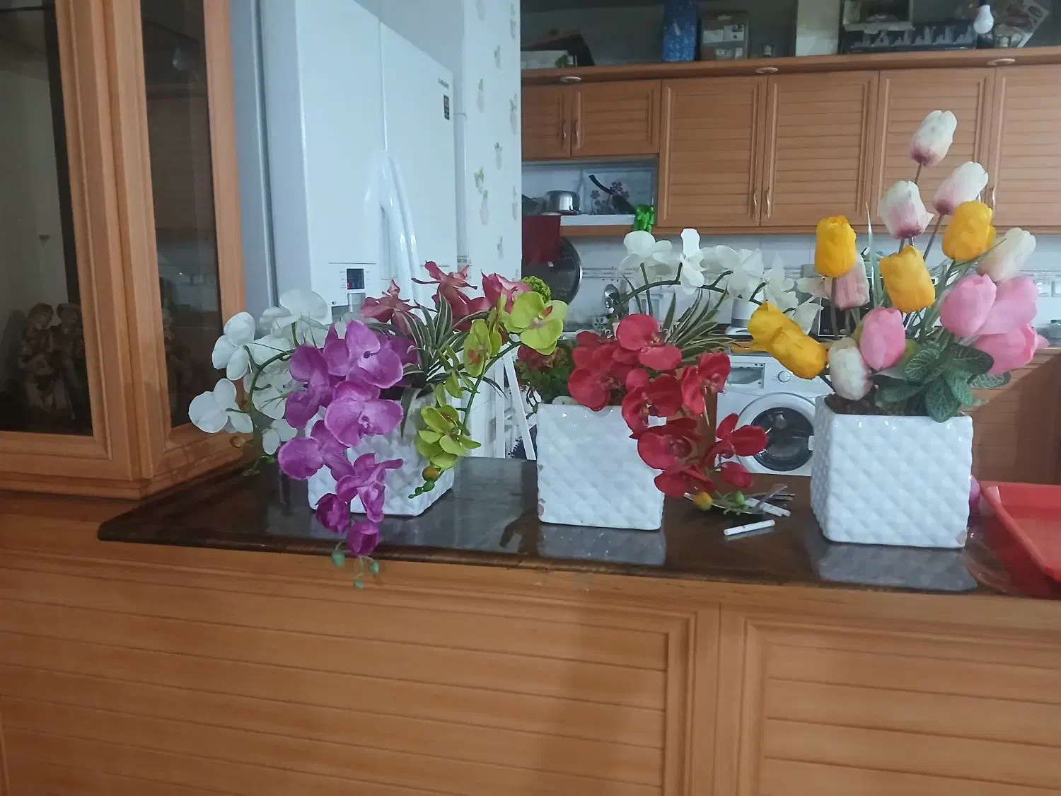 گل مصنوعی باگلدان|گل مصنوعی|اهواز, زیتون کارمندی|دیوار