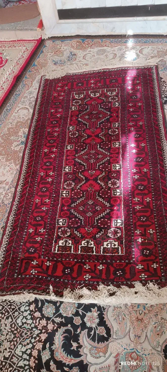 قالیچه دستباف قدیمی طرح سنتی|فرش|کاشمر, |دیوار