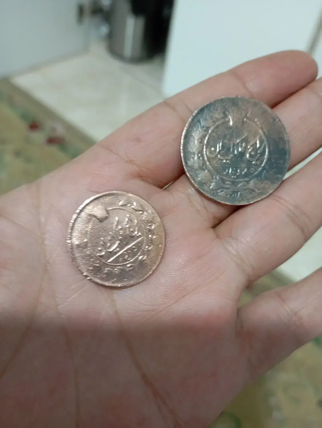 ۲عددسکه.ارور.بدون تاریخ..قاجاری|کلکسیون سکه، تمبر، اسکناس|جوانرود, |دیوار