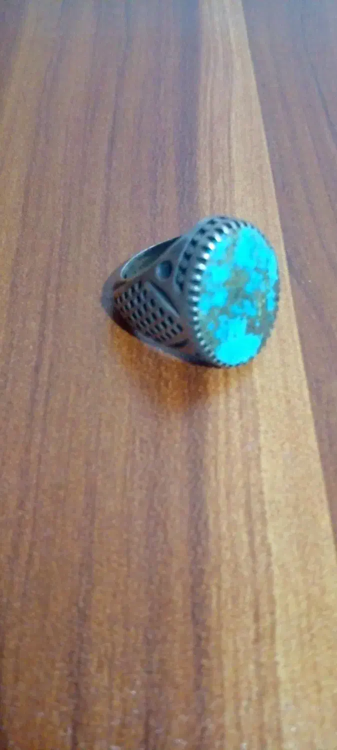 انگشتر نقره با سنگ فیروزه اصل|جواهرات|بهشهر, |دیوار