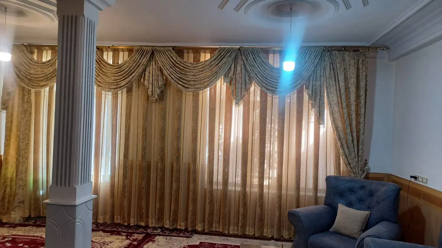 فروش پرده حریر هال پذیرایی|پرده، رانر، رومیزی|درگزین, |دیوار