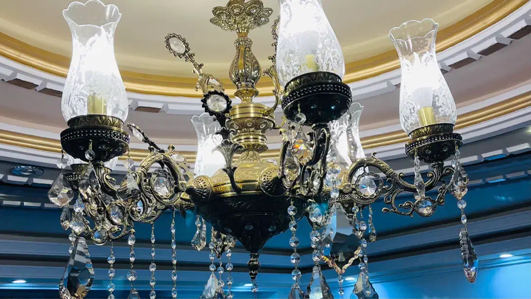 لوستر برنزی|لوستر و چراغ آویز|سراب, |دیوار