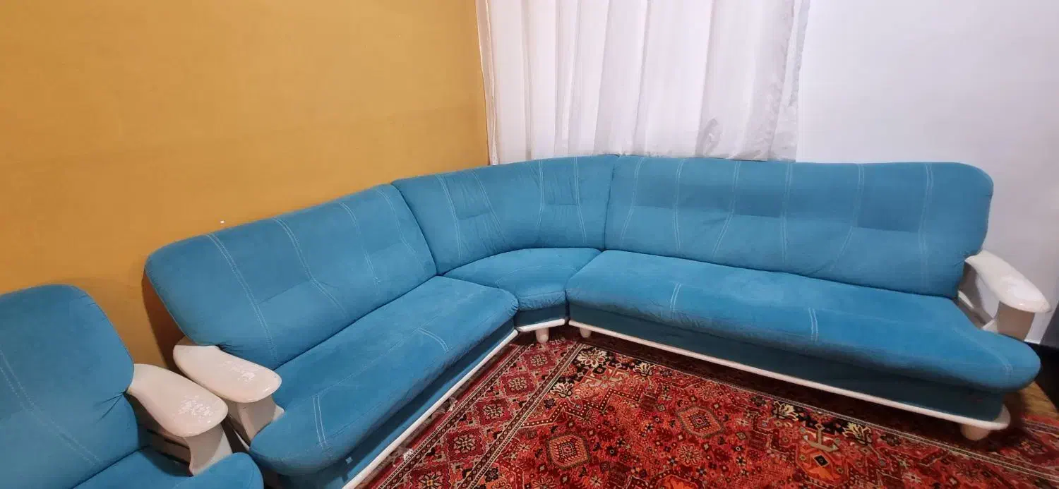 مبل ال فیروزه ای|مبلمان خانگی و میز عسلی|بافق, |دیوار