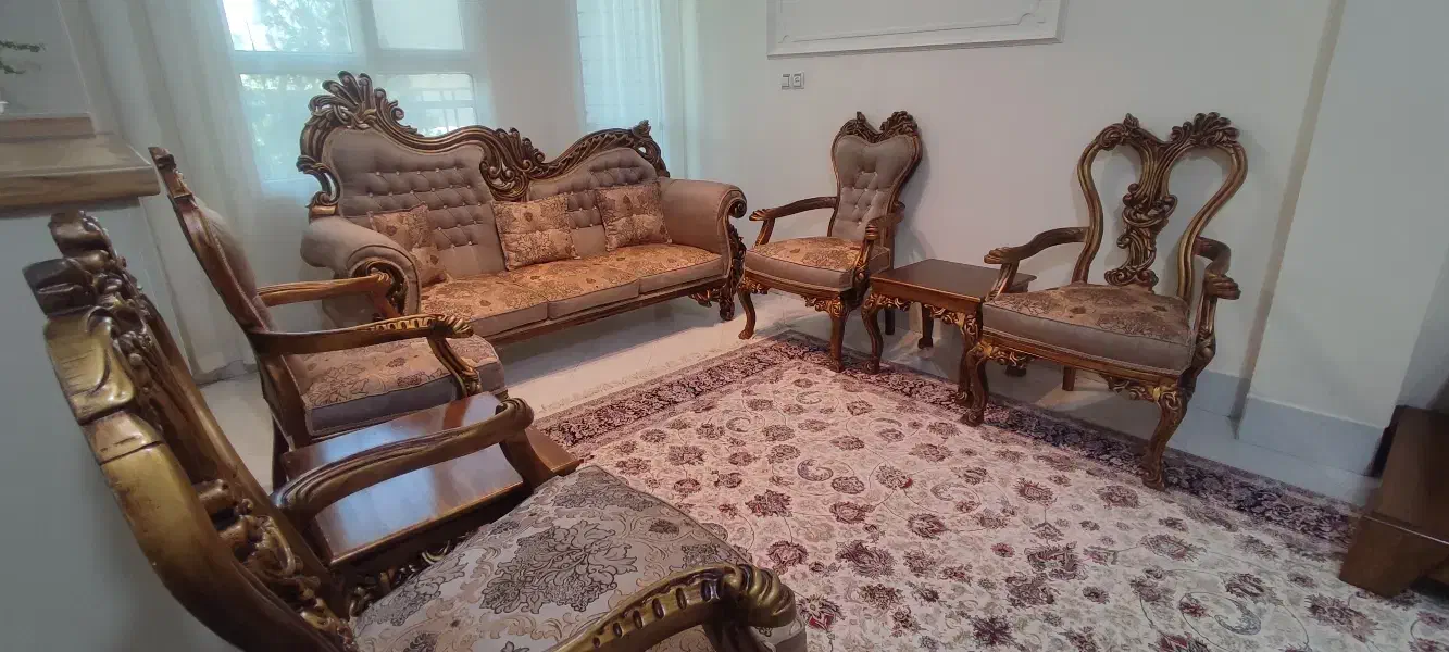 مبل استیل هفت نفره همراه میز ناهارخوری شش نفره|مبلمان خانگی و میز عسلی|محمدیه-قزوین, |دیوار