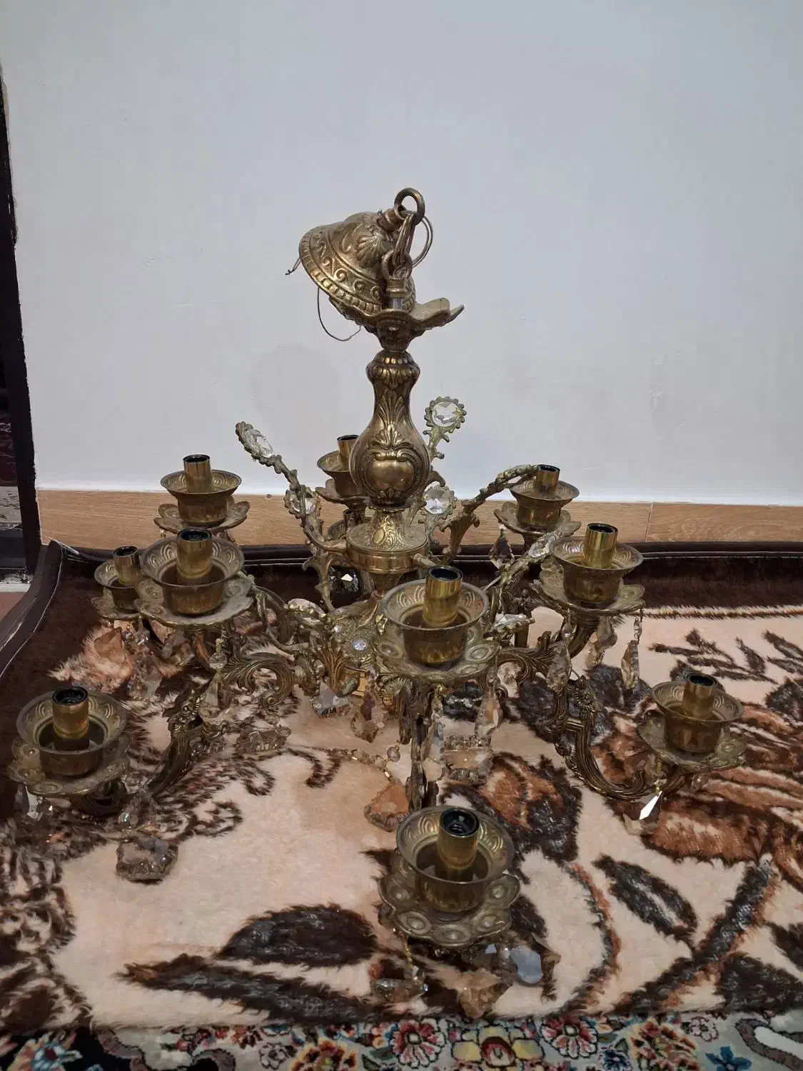 لوستر طرح لاله تمام برنز خیلی سنگین|لوستر و چراغ آویز|مرند, |دیوار