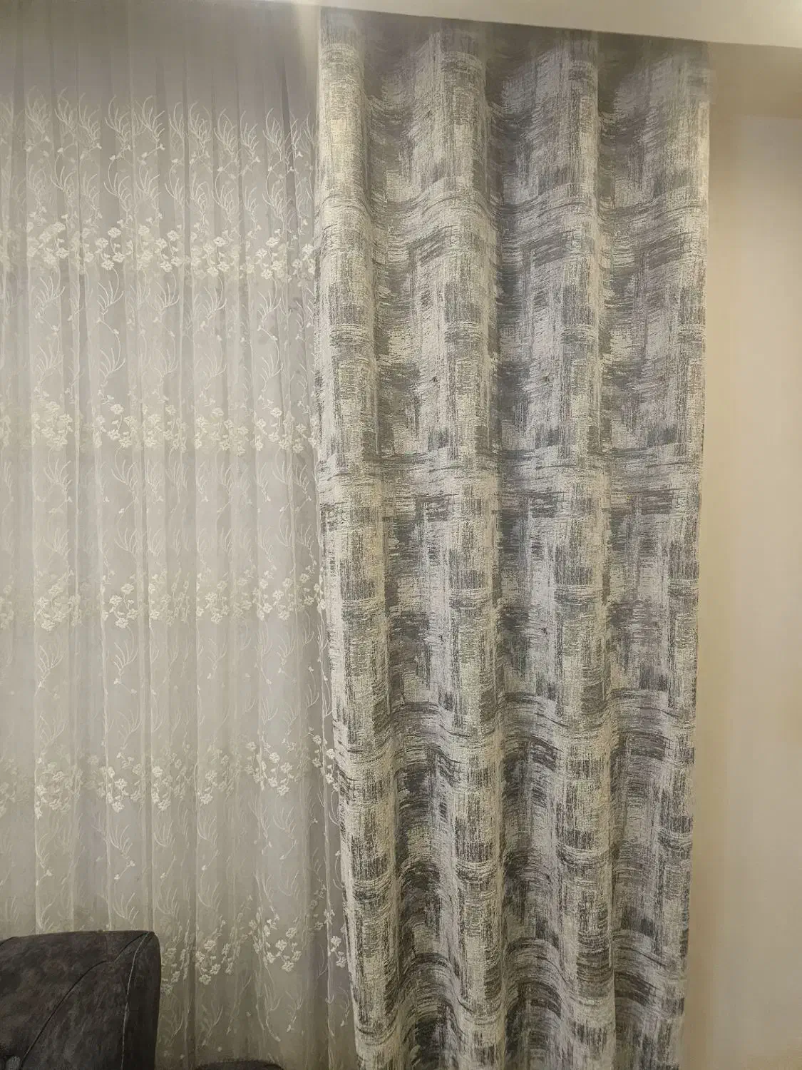 پرده طرح شکوفه سه لایه با ابعاد4×2/60|پرده، رانر، رومیزی|اصفهان, دستگرده|دیوار