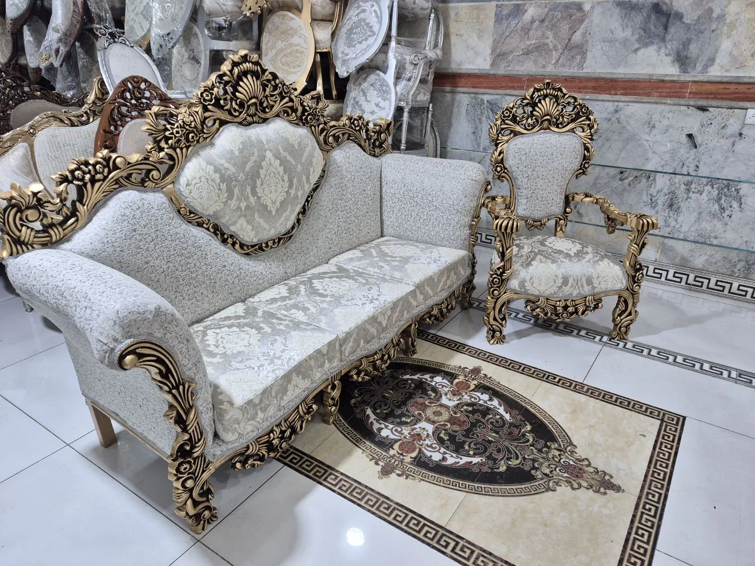 مبل سلطنتی ۹نفره تمام دسته دار مبلمان شاهان|مبلمان خانگی و میز عسلی|تبریز, |دیوار